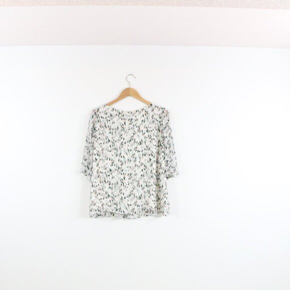 *RW&CO Sheer Chiffon Floral Print Gathered Blouse - Picture 7 of 9